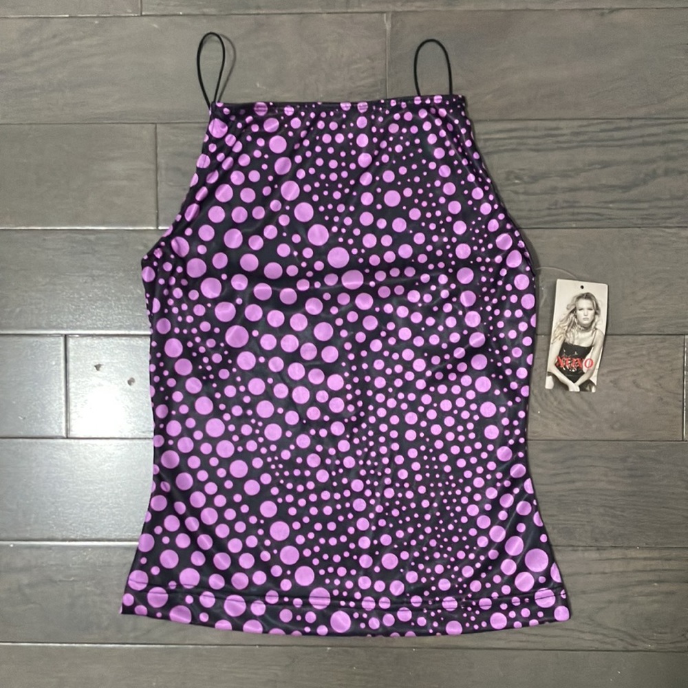 NWT Y2K Vintage XOXO Polka Dot Tank Top Size S